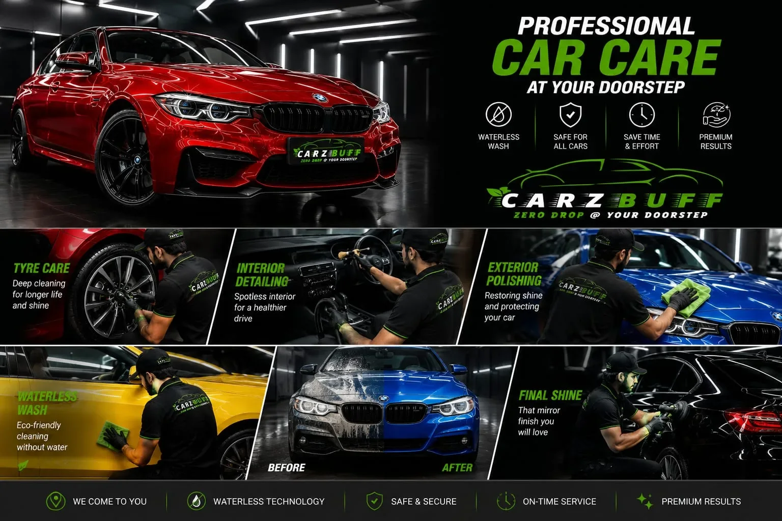 A freshly detailed car with a deep showroom-grade finish